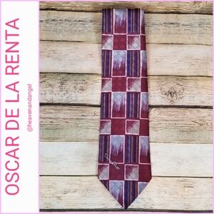 Oscar De La Renta Mens Abstract Metallic Print Tie
